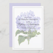 60th Birthday Lavender Hydrangea Invitation