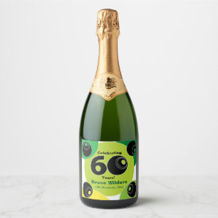 60th Birthday Lawn Bowls Party Gift Sparkling Wine Label