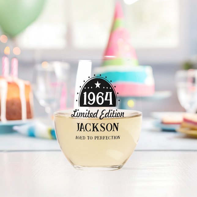 60th Birthday Limited Perfection 1964 Stemless Wine Glass (Insitu (Birthday))