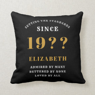 60th Birthday Loved Add Your Name Year Black Gold Cushion