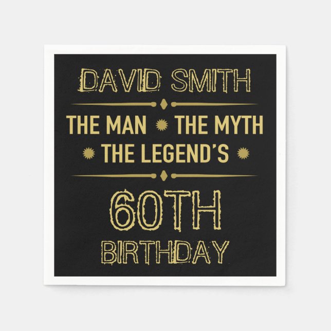 60th Birthday Man Myth Legend Napkin (Front)