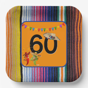 60th Birthday Mexican Design Paper Plate