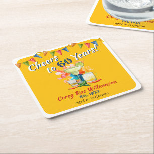 60th Birthday Mexican Fiesta Cheers to 60 Years  Square Paper Coaster