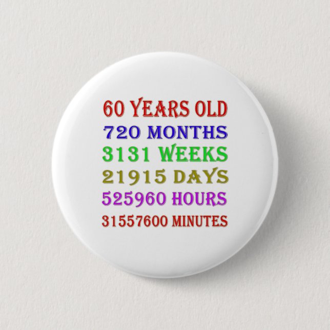 60th Birthday Milestones 6 Cm Round Badge (Front)