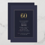 60th Birthday Minimal Elegant Dark Gold Frame<br><div class="desc">60th Birthday Minimal Elegant Dark Purple Grey Gold Frame Foil Birthday Party Invitation</div>