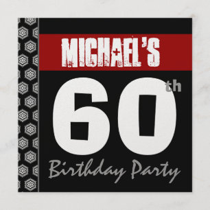 60th Birthday Modern For Him Red White Black W1738 Invitation