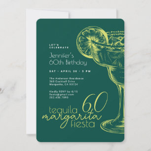 60th Birthday Modern Green Margarita Fiesta Invitation