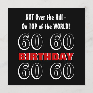 60th Birthday Modern Red Silver Black Funny W1028 Card