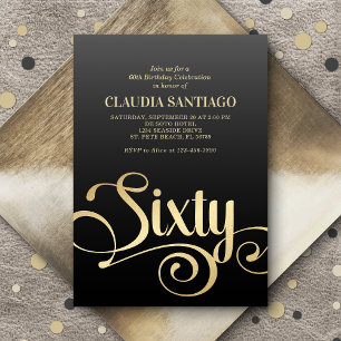 60th Birthday Modern Script Invitation