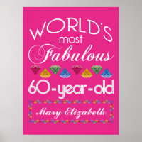60th Birthday Most Fabulous Colourful Gems Pink