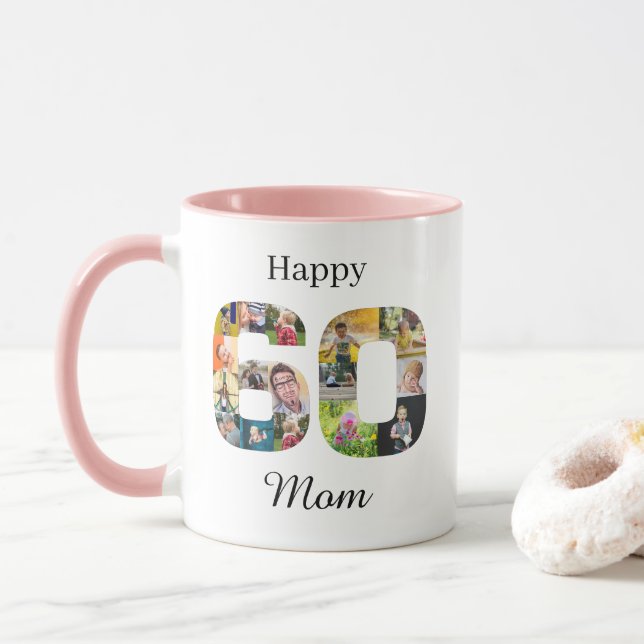 60th Birthday Mother Personalised Instagram Photo Mug (With Donut)