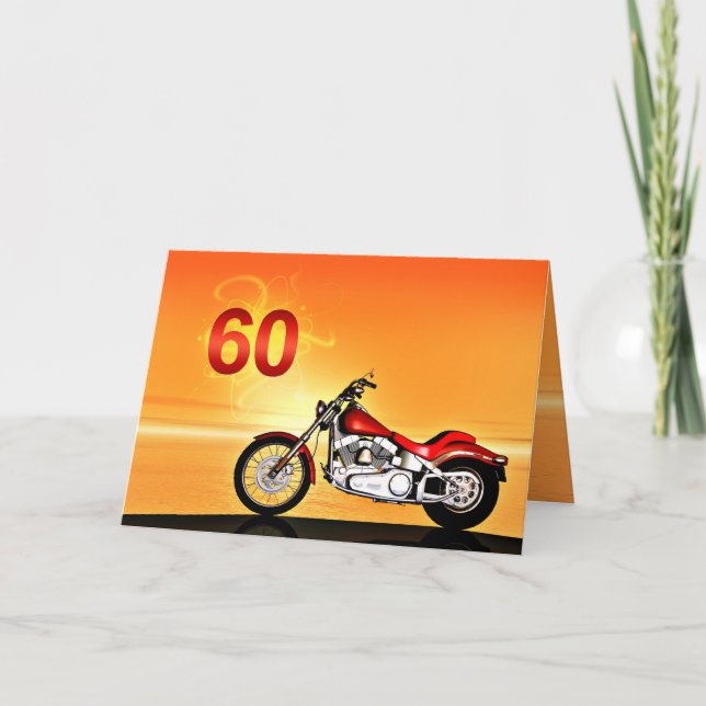 60th birthday Motorcycle sunset Card (Front)