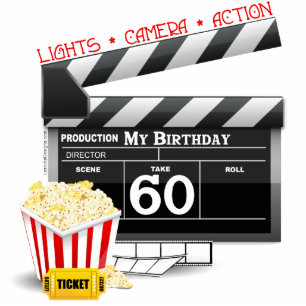 60th Birthday Movie Theme Standing Photo Sculpture