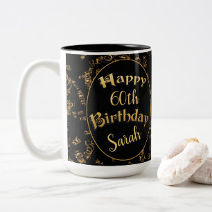 60th Birthday Mug in Black and Gold