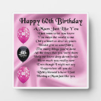 60th Birthday Mum Poem Plaque