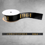 60th Birthday Name 1964 Black Gold Elegant Chic Satin Ribbon<br><div class="desc">60th Birthday Black Gold Elegant Chic Satin Ribbon Born 1964 - Personalised Celebration Accessory. Be a showstopper at your birthday bash with our 60th Birthday Name 1964 Black Gold Elegant Chic Satin Ribbon! Embellished with stunning black and gold, this satin ribbon speaks volumes of your unique style and sophisticated taste....</div>