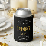 60th Birthday Name 1966 Black Gold Elegant Chic Can Cooler<br><div class="desc">Luxurious 60th Birthday Black and Gold Can Cooler: The perfect party companion. Our high-quality 60th Birthday Can Cooler is made to help you toast to the big milestone in style. Crafted in sleek black and accented with gold, it brings a touch of luxury to your celebration. Not just a pretty...</div>