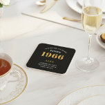 60th Birthday Name 1966 Year Black Gold Custom Square Paper Coaster<br><div class="desc">Premium 60th Birthday Black and Gold Personalized Paper Coasters - Celebration Elegance. Celebrate a milestone birthday in style with our chic, premium-quality, 60th Birthday paper coasters. Exquisitely designed with a striking black and gold color scheme, these coasters add a touch of luxury and sophistication to any 60th birthday bash. Express...</div>