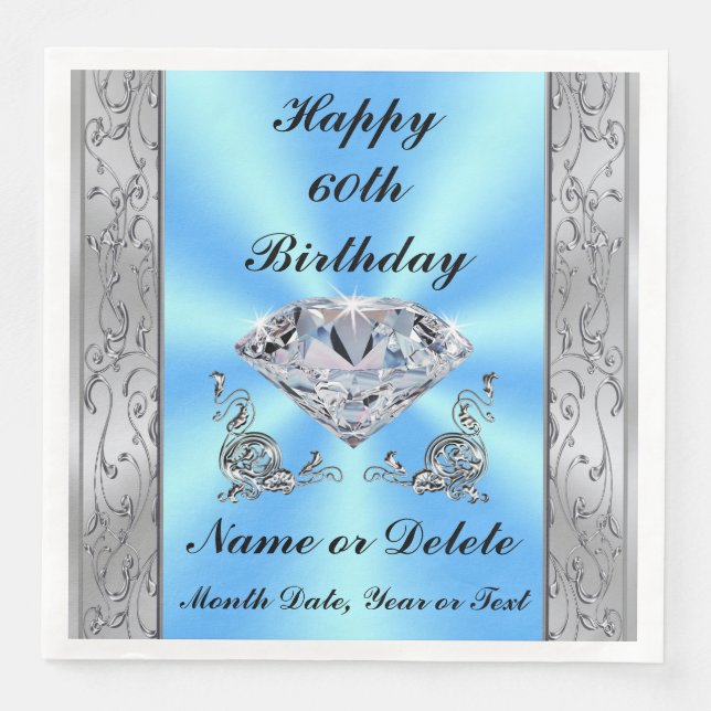 60th Birthday Napkins with Your Text and Colours (Front)