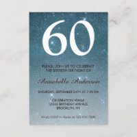 60th Birthday Navy Blue Celestial Sky Star Sparkle