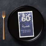 60th Birthday navy blue silver stars Napkin<br><div class="desc">For a 60th birthday celebration. A navy blue background colour with faux silver stars. The blue colour is uneven.  Add your name,  text.</div>