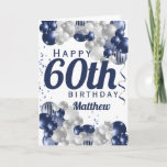 60th Birthday Navy Celebration Card<br><div class="desc">A gorgeous navy and silver balloon happy 60th (or any age) birthday card. This fabulous design is the perfect way to wish someone a happy sixtieth birthday (or change the age!) Personalise with our own custom name and message. Blue coloured typography and gorgeous navy blue and silver balloons.</div>