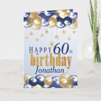 60th Birthday Navy Gold Glitter