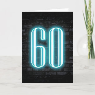 60th Birthday Neon Sign on Brick Card