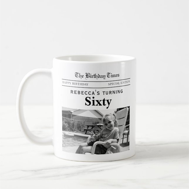 60th Birthday Newspaper Coffee Mug (Left)