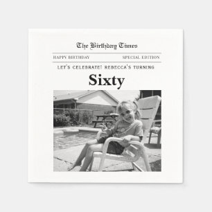 60th Birthday Newspaper Napkin