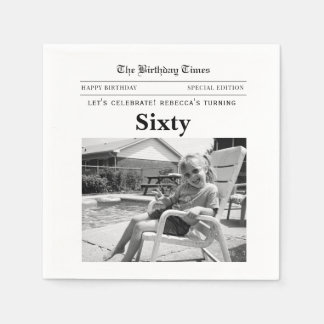 60th Birthday Newspaper Paper Napkins