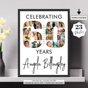 60th Birthday Number 60 23 Photo Collage Poster