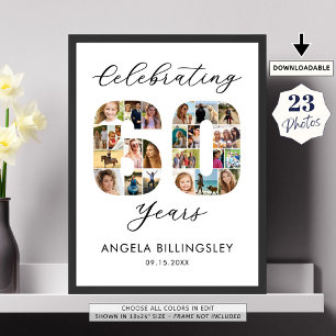 60th Birthday Number 60 23 Photo Collage Poster