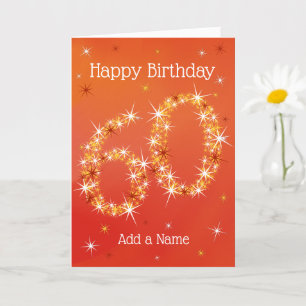 60th Birthday - Number 60 in Stars - Red - Age 60 Card
