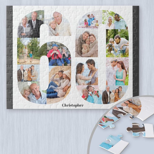 60th Birthday Number 60 Photo Collage 15 Photo Jigsaw Puzzle (Creator Uploaded)