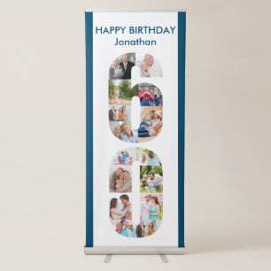 60th Birthday Number 60 Photo Collage Retractable Banner