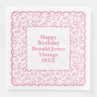 60th Birthday Number Pattern Scallops Pink/White