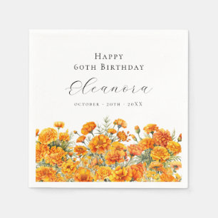 60th Birthday October Birth Month Flower Marigold Napkin