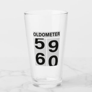 60th Birthday OLDOMETER Glass
