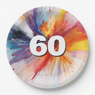 60th Birthday Paint Blast  Paper Plate