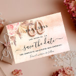 60th birthday pampas rose gold florals save the date<br><div class="desc">A girly and trendy Save the Date for a 60th birthday party. A blush pink, rose gold gradient background decorated with blush pink florals and pampas grass. Personalise and add a date and name/age. The text: Save the Date is written with a large trendy hand lettered style script. Number 60...</div>