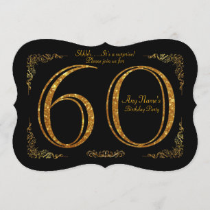 60th,Birthday party 60th,great Gatsby,black & gold Invitation
