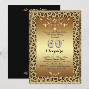60th,Birthday Party 60th, Royal Cheetah gold black Invitation
