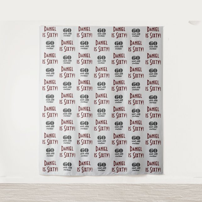 60th Birthday Party Backdrop | Step and Repeat Tapestry (Front)