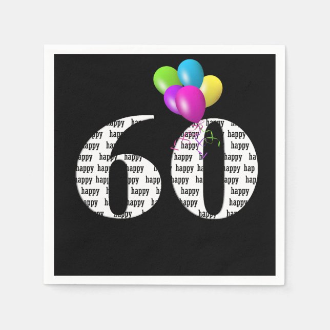 60th birthday party balloons napkin (Front)