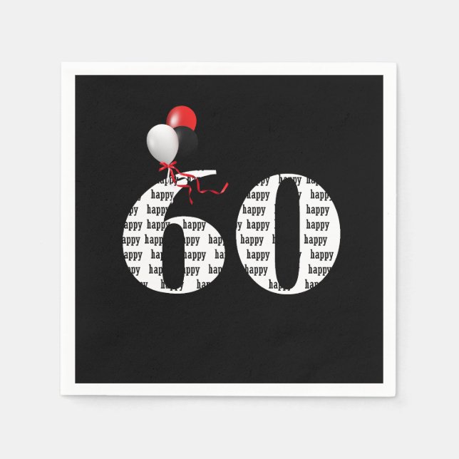 60th Birthday party balloons Napkin (Front)