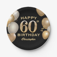 60th Birthday Party Black and Gold Balloons