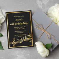 60th birthday party black and gold music notes