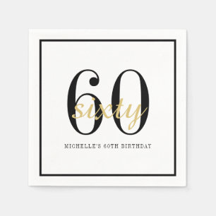 60th Birthday Party Black Gold Chic Napkins