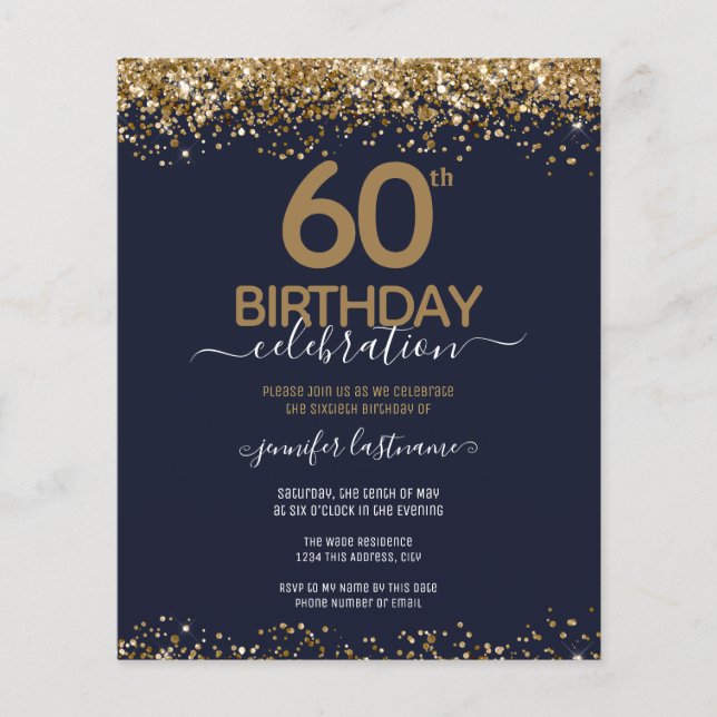 60th Birthday Party Budget Invitation (Front)